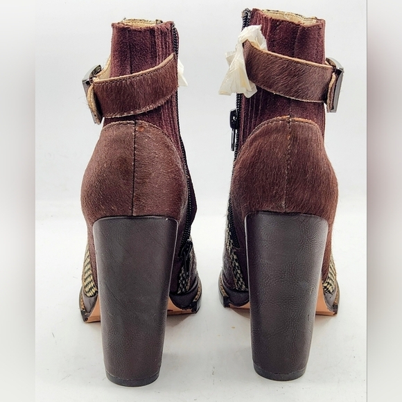 Custo Barcelona Pony-Style Calfskin Ankle Boots In Brown and Grey Size 38 - Picture 9 of 16